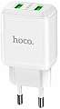 Сетевое зарядное устройство USB Hoco N6 ( 3A, 2 порта, быстрая зарядка QC 3.0) Белый
